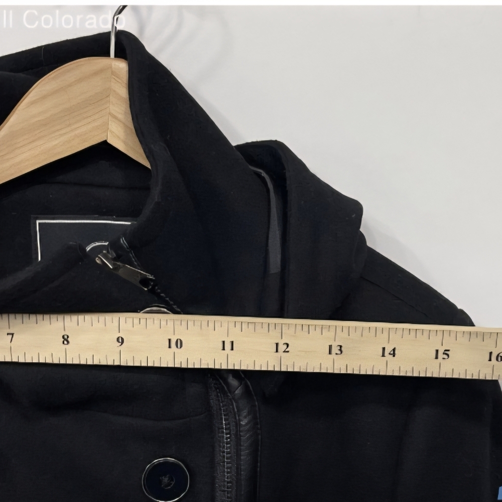 William Rast Mens Black Long Sleeve Hooded Outdoor Full-zip Pea Coat